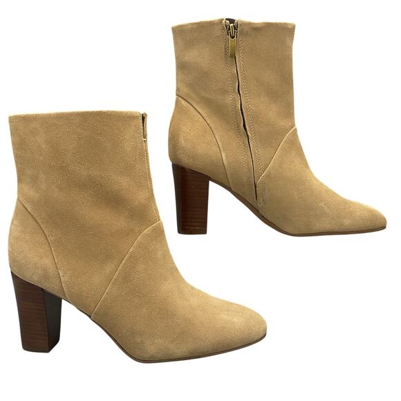 NEW Franco Sarto Women’s Pia Leather Zipper Ankle Boots Tan Size 9.5M - Picture 1 of 11